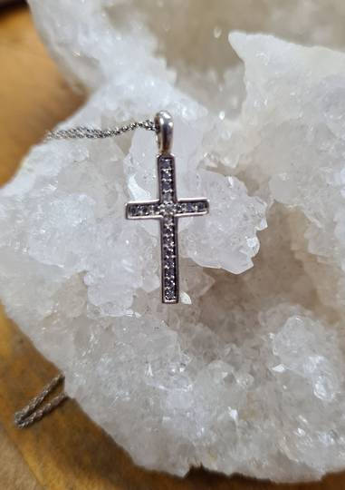 Sterling Silver CZ Cross with Chain Necklace